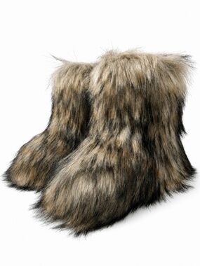 SKIMS Faux Fur Winter Boots Pyrite Brown Size 36 NWOT